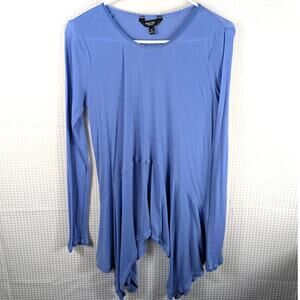 Simply Vera Vera Wang Medium Blue Lyocell Long Sleeve Asymmetrical Hem Tunic Top